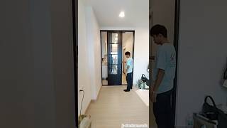 ชุดประตูบานเลื่อนแบ่งสามอิสระลูกฟูกทึบล่าง