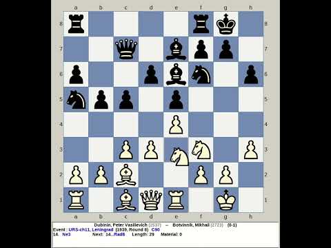 Dubinin, Peter Vasilievich vs Botvinnik, Mikhail | URS Chess 11 1939, Leningrad Russia