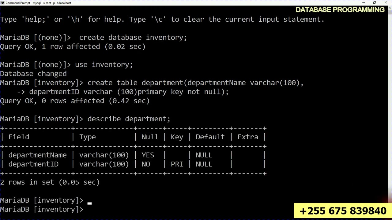 NAMNA YA KUTENGENEZA DATABASE  NA TABLES  KWENYE MYSQL SERVER KWA VITENDO part 1