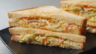 Coleslaw Sandwich Recipe | Mayonnaise Sandwich Recipe | Breakfast Recipes | Coleslaw Salad Recipe