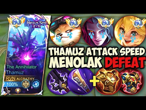 SOLO RANK THAMUZ ITEM ATTACK SPEED LAWAN ARLOT‼️GAMEPLAY TOP GLOBAL THAMUZ - MLBB