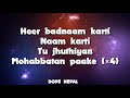 Heer Badnaam Lyrics Shah Rukh Khan Katrina Kaif Anushka Sharma Tanishk Bagchi 720p