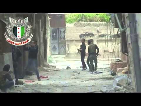 تدريبات تجريها كتيبة شهداء الرحمن التابعة لألوية أبابيل حوران في حي التضامن في مدينة دمشق