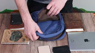 Универсальная сумка-рюкзак с двумя отделениями из плотного текстиля Vintage 22165 синий