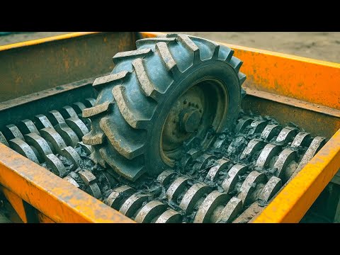 Most Giant Shredder Destroying Big Tyres! Extreme Metal Shredder Machine