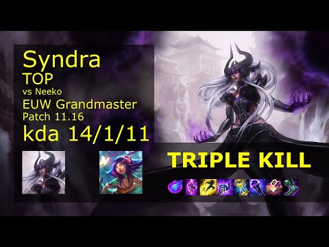 Syndra vs Neeko Top - EUW Grandmaster 14/1/11 Patch 11.16 Gameplay
