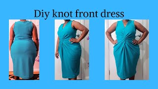 DIY super easy front twist dress/diy knot front dress/ sewing/pattern making.