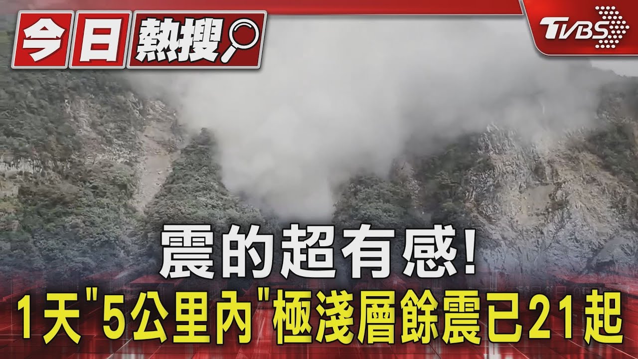 震的超有感!1天「5公里內」極淺層餘震已21起