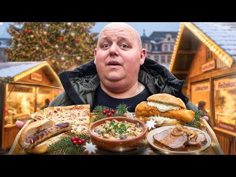 Ich teste UNGEWÖHNLICHES Essen auf dem WEIHNACHTSMARKT😳🎄