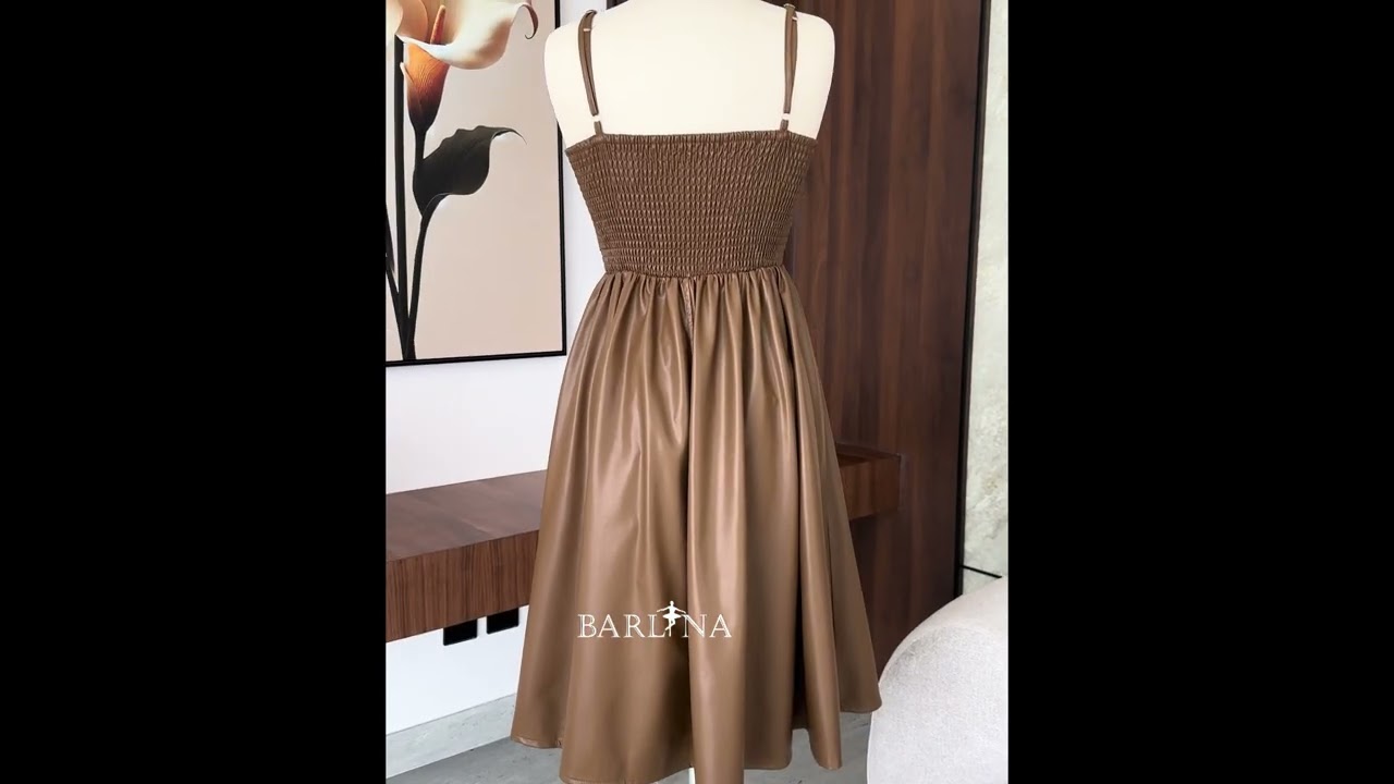 Brown leather dress with knitted jacket - XL