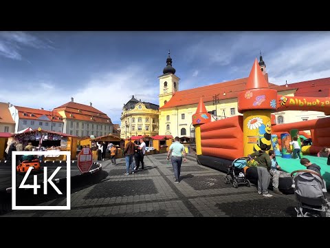 TRANSILVANIA, Sibiu // Relaxing walk in City center  // 4K 60p HDR