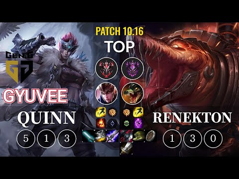 GEN gyuvee Quinn vs Renekton Top - KR Patch 10.16
