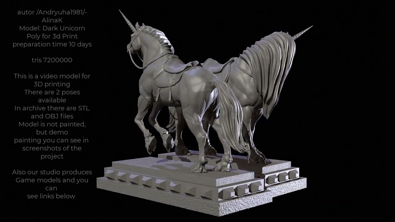 Dark Unicorn Poly for 3d Print 3D Print Model