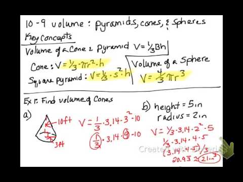volume: pyramids, cones, and spheres