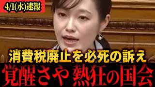 【速報】「国民はもう耐えられない！！」消費税ゼロを必死訴え…塩入清香が国会で激論！#参政党 #塩入清香 #国会