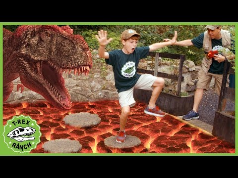 T-Rex Dinosaur & Floor Is Lava! Pretend Play Escape with Dinosaurs at Gulliver's Park for Kids
