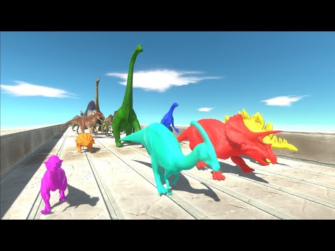 Race to eat Neon Herbivore Dinosaurs - Animal Revolt Battle Simulator