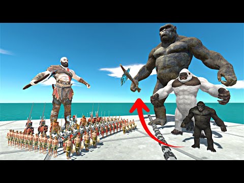 Ancient Humans Rescues King Kong, Goro Evolution and Fight  - Animal Revolt Battle Simulator