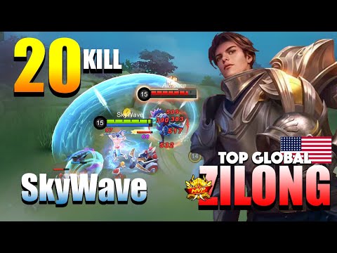 20 Kills Zilong Brutal One Shot Damage! | Top Global Zilong Gameplay By SkyWave | MLBB