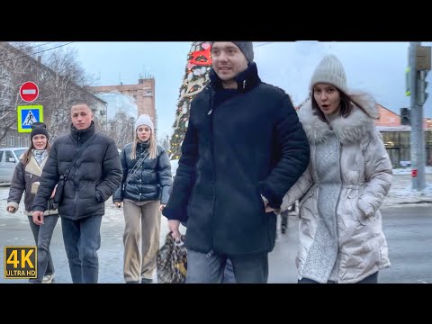 [4K] How is Siberia Now? -15°С❄️ Russia/ Walking in Novosibirisk City.
