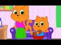 cats family in english chocolate dumbbells cartoon for kids