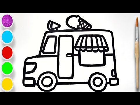 Ice cream Truck drawing, Painting and colouring for beginners ll Easy drawing Tutorial
