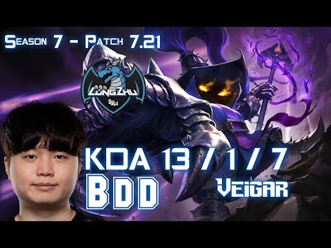 LZ BDD VEIGAR vs GALIO Mid - Patch 7.21 KR Ranked