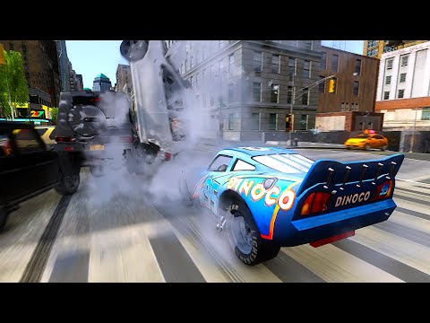 Crazy Rayo Dinoco McQueen Crashes - GTA 4 Real Car Crashes Ep.10