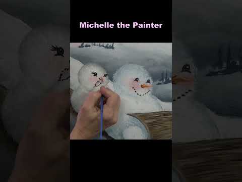 Sledding Snowmen #art #acrylicpaintingtechniques #acrylicpainting #painting #artist
