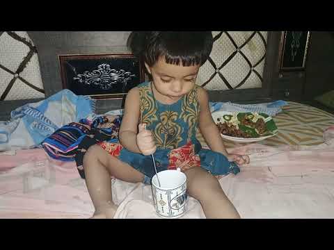Cute Baby Eating Home Made Milk Ice Cream