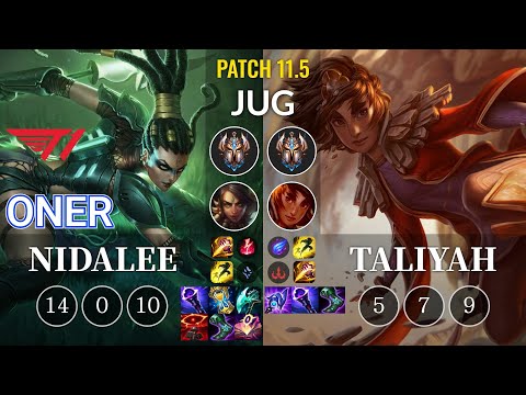 T1 Oner Nidalee vs Taliyah Jungle - KR Patch 11.5
