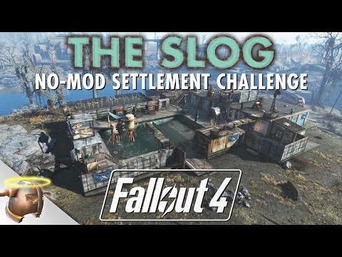 THE SLOG - NO MOD CHALLENGE Fallout 4 settlement tour & battle! | RangerDave