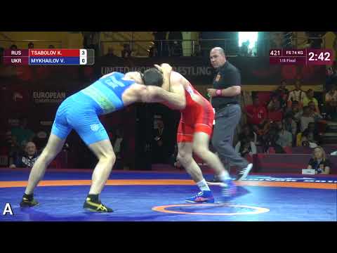 1/8 FS - 74 kg: K. TSABOLOV (RUS) v. V. MYKHAILOV (UKR)