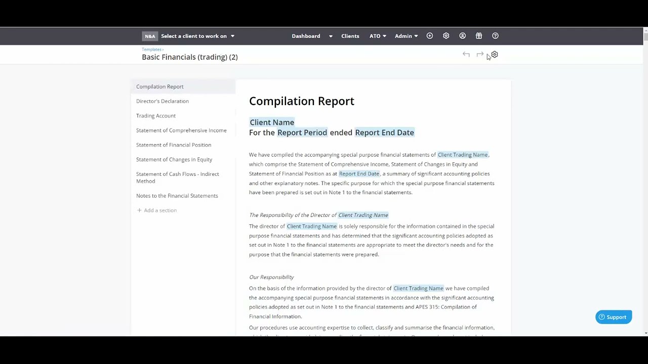 Modify Basic Financial Report Template (free version)