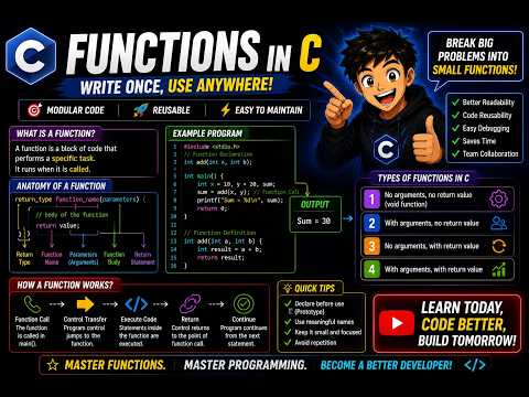 Functions In C Programming Explained Function Declaration Definition Function Callc Tutorial 16