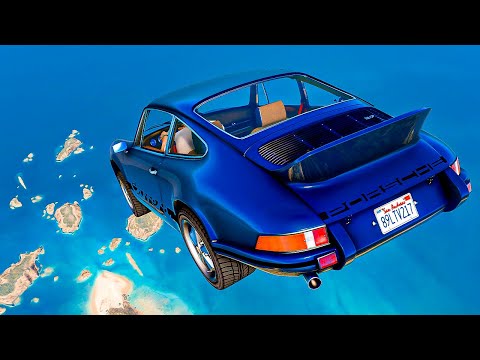 GTA 5 Crash Testing Cliff Drops Crashes Real Car Mods Ep.50