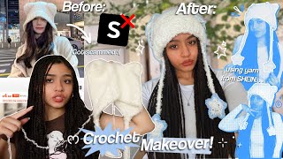 Crochet Flip ₊˚⊹♡ Using Yarn from SHEIN Clothing to Crochet a Cat Beanie ₊⊹