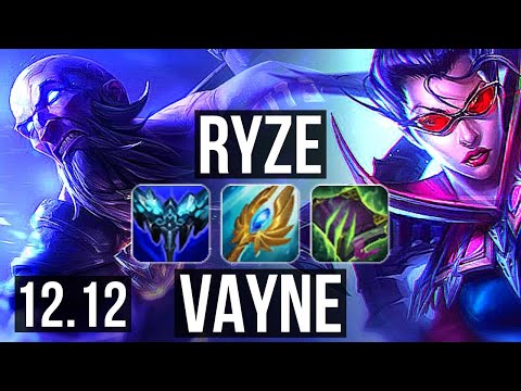RYZE vs VAYNE (TOP) | 8/2/6, 500+ games, 1.1M mastery | KR Master | 12.12