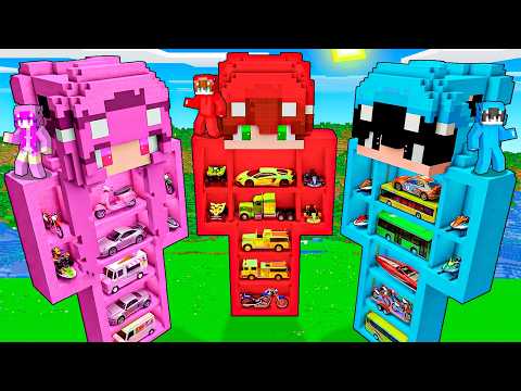 Creamos GARAJES de COCHES en ESTATUAS GIGANTES en Minecraft!