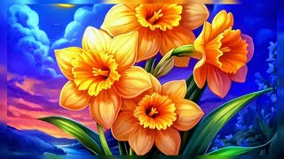 Calm Coloring for De-Stressing and Relaxation #flowers #daffodils #moon