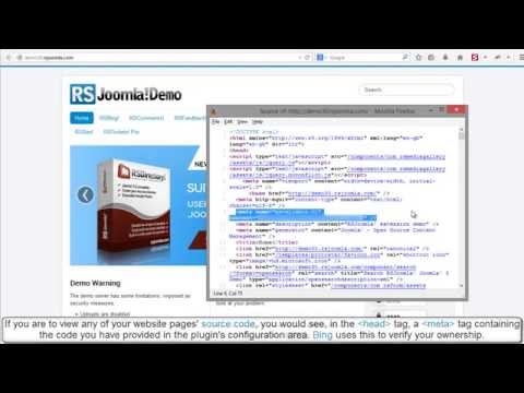 Ep.19 - How to verify Joomla! site ownership for Bing with RSSeo!