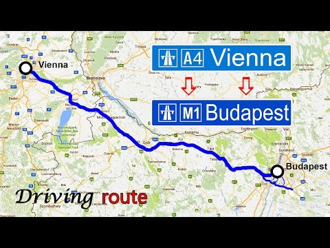 Driving route Vienna to Budapest. Highways A4 to M1/M0