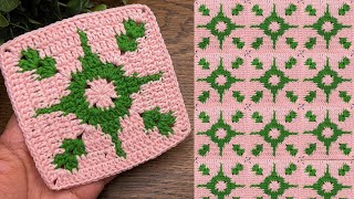 Easy&unique crochet square motif pattern,step by step guide for beginners 