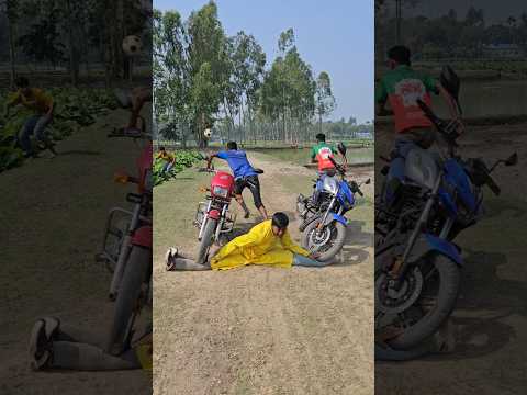 The boys fled on their motorcycles.70#funny