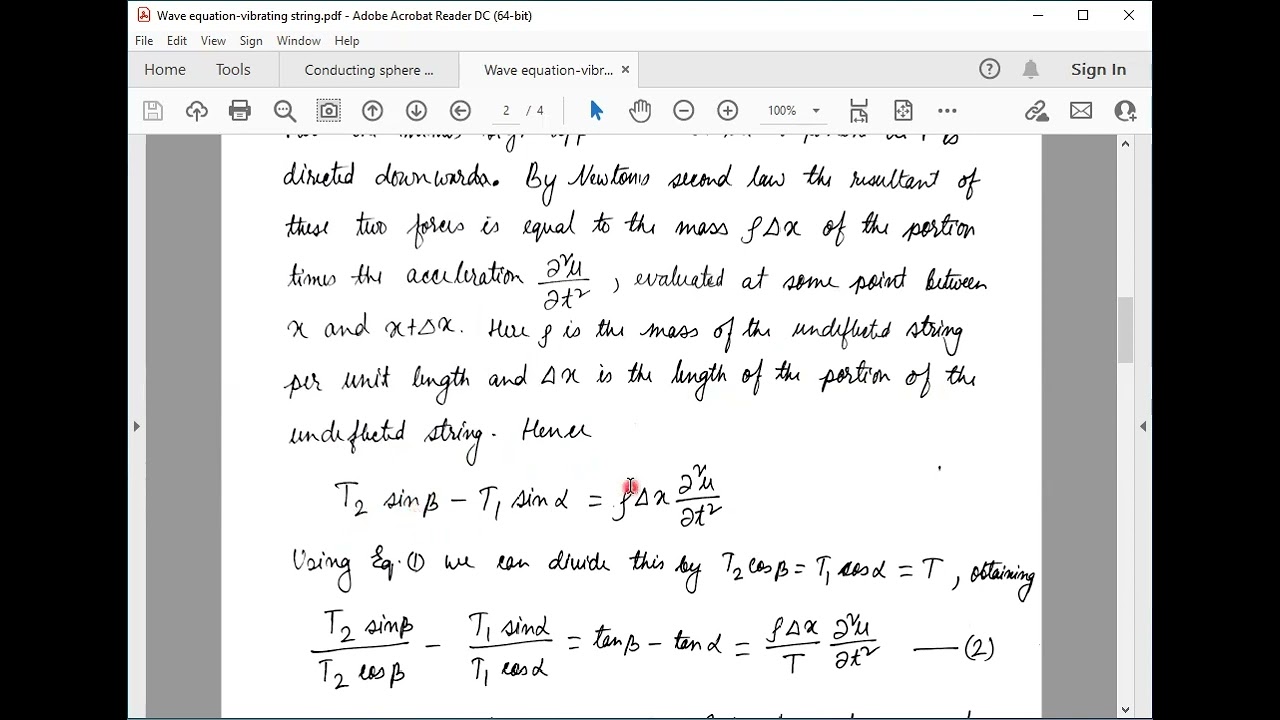 Equation of a vibrating string