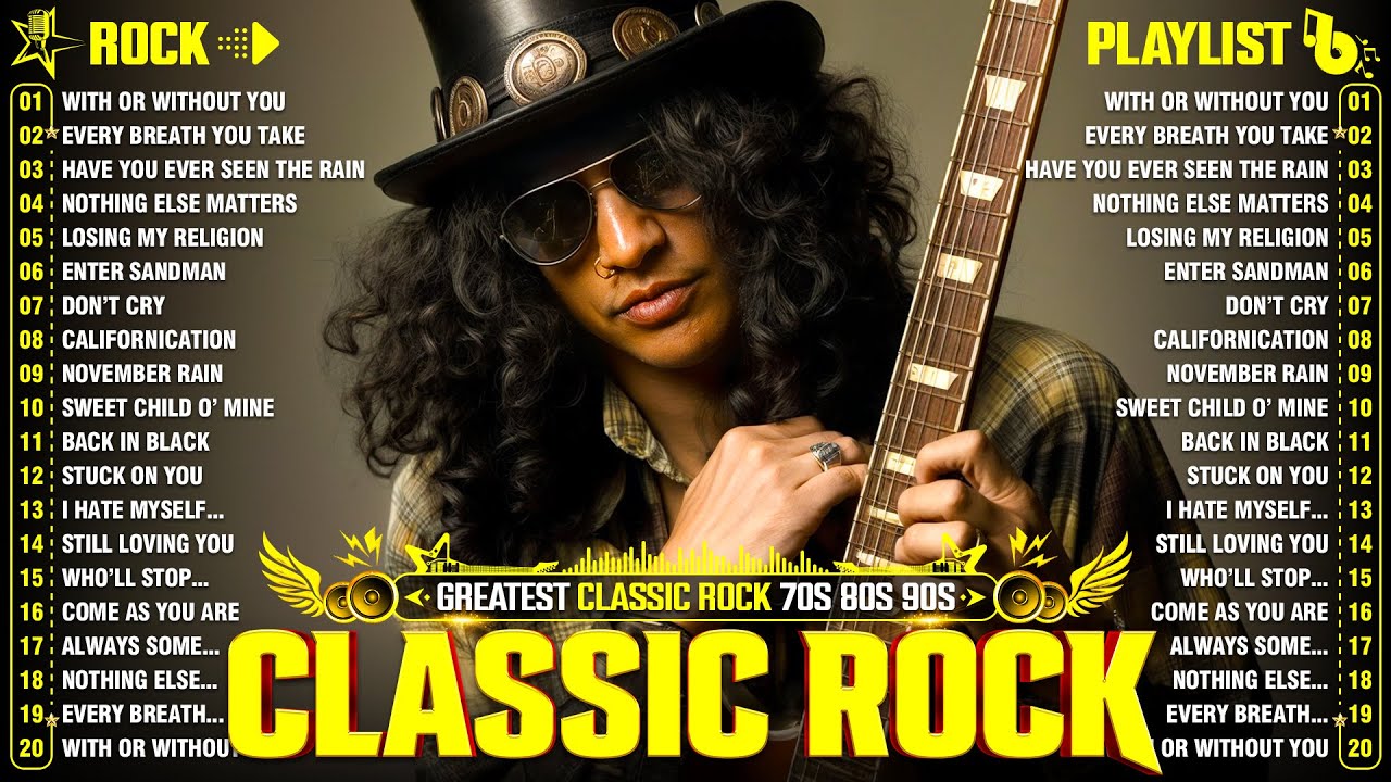 Nirvana, Led Zeppelin, Bon Jovi, Aerosmith, U2, ACDC - Classic Rock Songs 70s 80s 90s Full Album