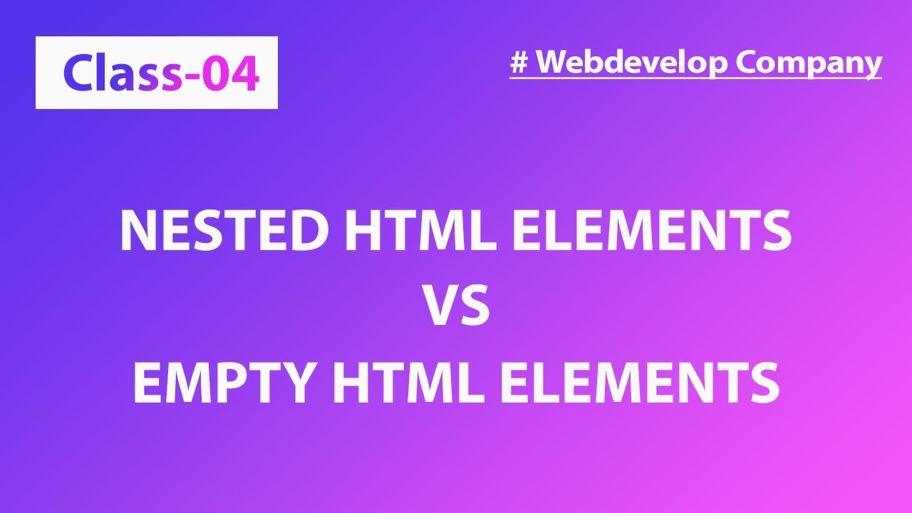 HTML Tutorial For Beginners | Lesson - 04 | Nested HTML Element vs Empty HTML Element | HTML Element