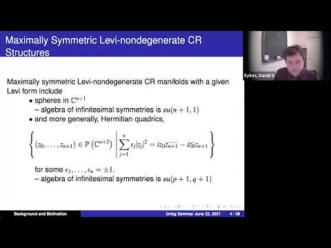 David Sykes (Texas A&M): On Geometry of 2-nondegenerate, Hypersurface-type Cauchy–Riemann Structures