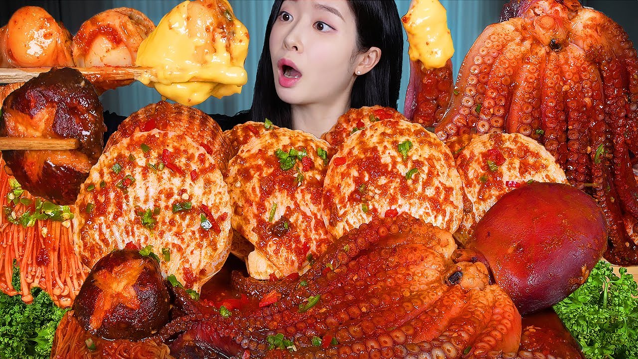 ASMR MUKBANG | 매운 문어가리비찜 🔥 해물찜에 볶음밥까지 🐙🐚 먹방! Spicy Braised Scallop and Octopus ☆ Seafood! F
