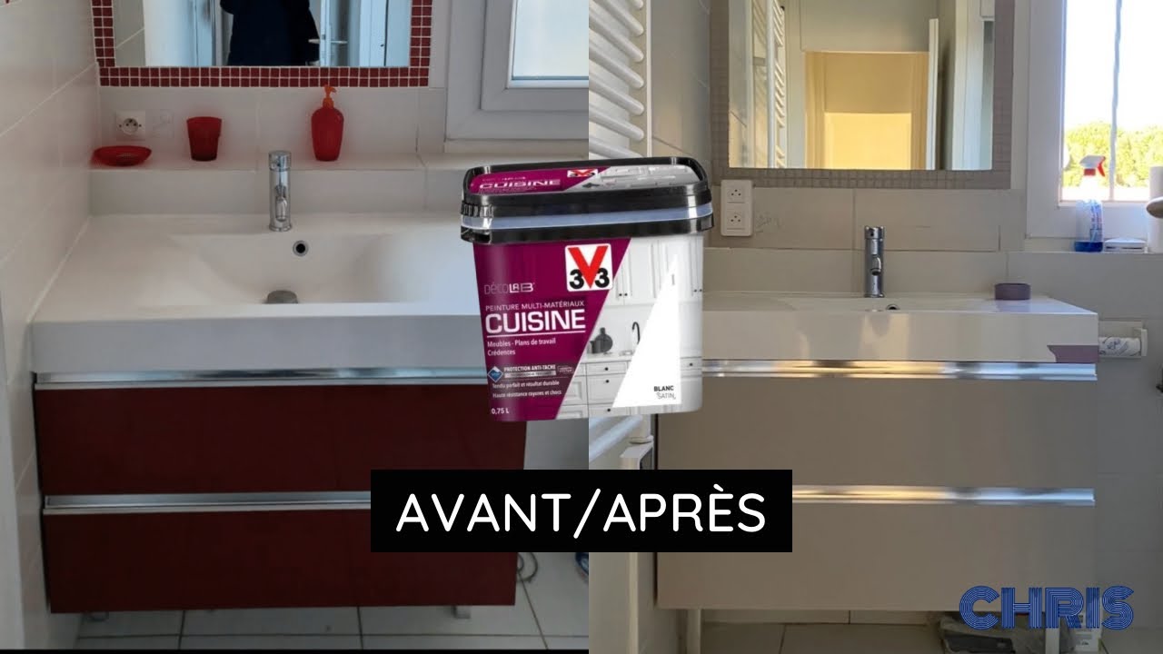 TEST ! Je test la peinture Multi-matériaux CUISINE V33 ! Avant/Après 🤩 RÉNOVATION Carrelage meuble